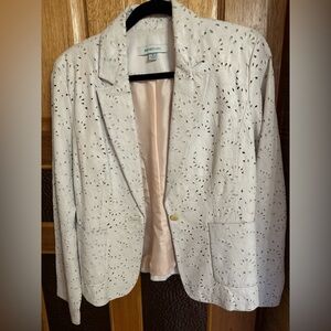 Siena Studio Genuine White Leather Laser Cut jacket blazer